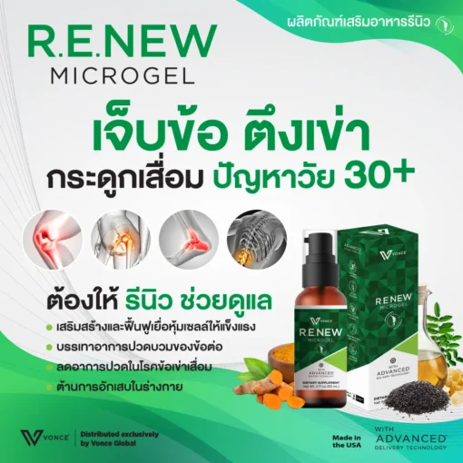 RENEW รีนิว ปวดข้อ ปวดเข่า โรคเก๊าท์ เบาหวาน ออฟฟิศซินโดรม กล้ามเนื้ออักเสบ สะเก็ดเงิน