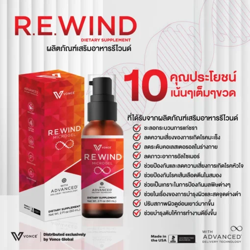REWIND กลูต้าไธโอน บำรุงปอด บำรุงตับ ภูมิคุ้มกัน สะเก็ดเงิน มะเร็ง VONCE