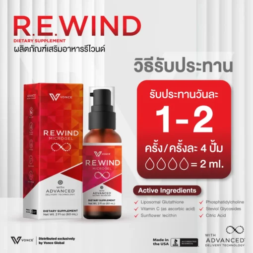 REWIND กลูต้าไธโอน บำรุงปอด บำรุงตับ ภูมิคุ้มกัน สะเก็ดเงิน มะเร็ง VONCE
