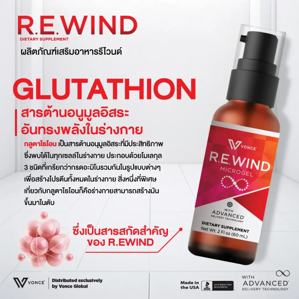 REWIND กลูต้าไธโอน บำรุงปอด บำรุงตับ ภูมิคุ้มกัน สะเก็ดเงิน มะเร็ง VONCE