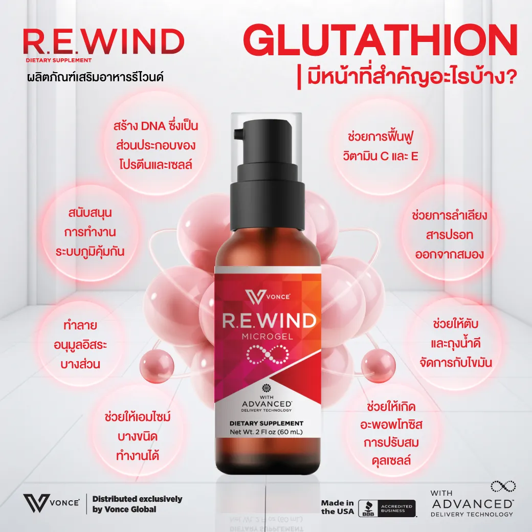REWIND กลูต้าไธโอน บำรุงปอด บำรุงตับ ภูมิคุ้มกัน สะเก็ดเงิน มะเร็ง VONCE
